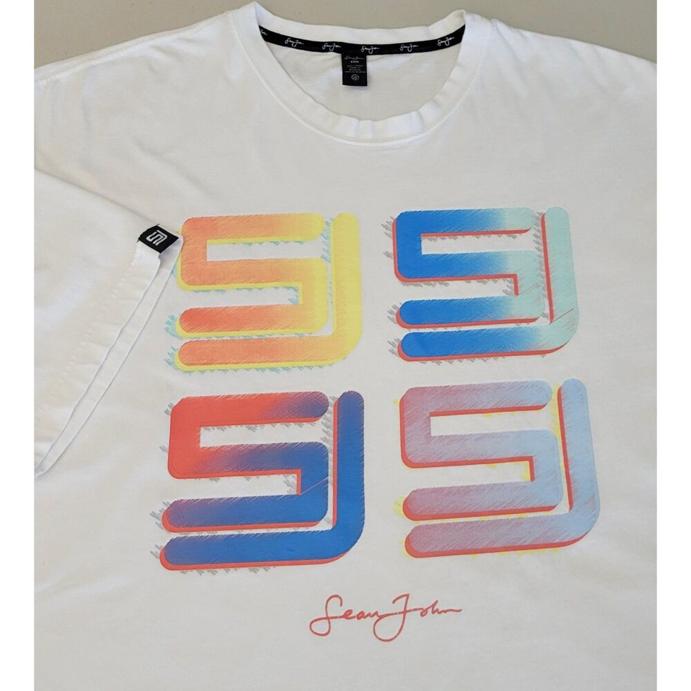 Sean John Men's Size‎ XXXL 100% Cotton White Graphic T-Shirt Pre-Owned